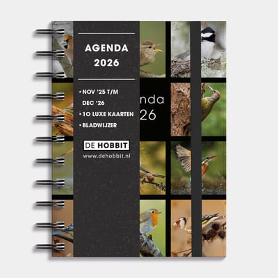 Hobbit - Ringband Agenda 2026 - Agenda A6 (14,8 x 11 cm) - Spiraal Agenda - 1 week op 2 pagina's - Harde Kaft - Vogels