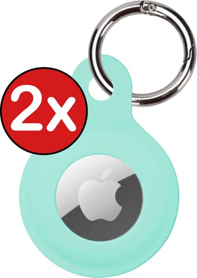 Hoesje Geschikt voor Apple AirTag Sleutelhanger Hoesje Siliconen Hanger - Hoesje Geschikt voor Apple AirTag Hanger Sleutelhanger Hoesje - Turquoise - 2 PACK