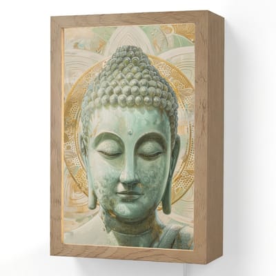 Wandlamp 20x30 cm - Oplaadbaar - Buddha - Mandala - Modern - Spiritualiteit - Wandlampen binnen woonkamer - Slaapkamer lamp met kabel - Decoratieve nachtlamp - Vloerlamp snoer