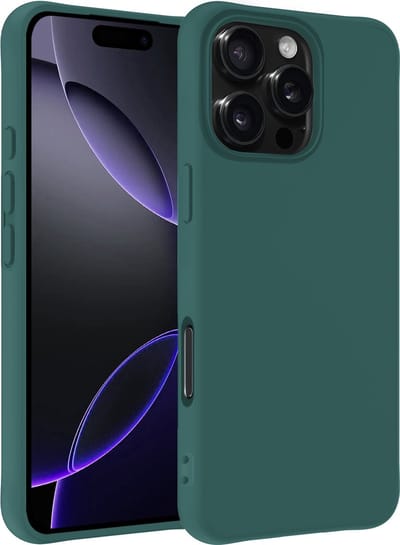 Hoesje - Geschikt voor Apple iPhone 16 Pro - Sterk & Shockproof - Siliconen Case - Hoes Cover - Telefoonhoes - Donkergroen