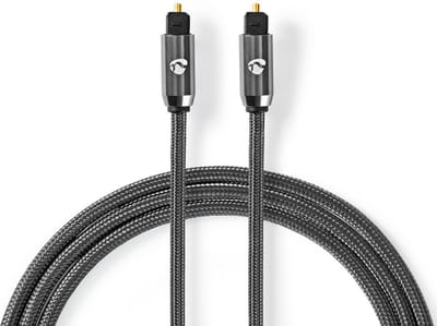 Nedis Optische Audiokabel - TosLink Male - TosLink Male - 2.00 m - Rond - Katoen - Gun Metal Grijs - Cover Window Box