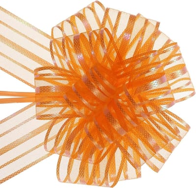 5 Stuks 6.1 Inch Grote Organza Strikken - Oranje Chiffon Cadeau Wikkelen, Versiering voor Bruiloften, Cadeaumanden en Feestdagen