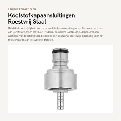 Dailygoods- Koolstofkapaansluitingen Roestvrij Staal - Stevige Aansluitingen - Voor Carbonaat - Voor Bier/Frisdrank - Voor Kunststof Flessen - Eenvoudig te Gebruiken - Carbonatiedop