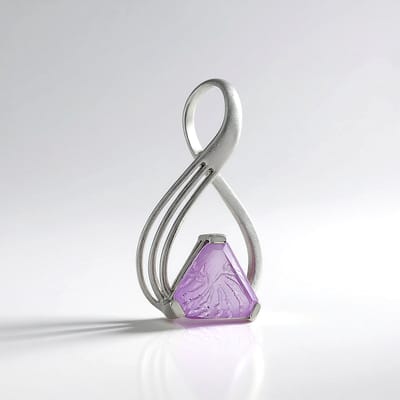 Cavill - Zilveren Hanger 925 Sterling Zilver Platina - Lavendel Amethist 6,95 ct - Fancy Zeshoek - Elegante Monosono Collectie