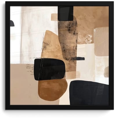 Poster in lijst - Fotolijst 40x40 cm - Posters - Vlakken - Abstract - Zwart - Strepen - Posterlijst zwart - Decoratie - Wanddecoratie woonkamer - Muurdecoratie slaapkamer