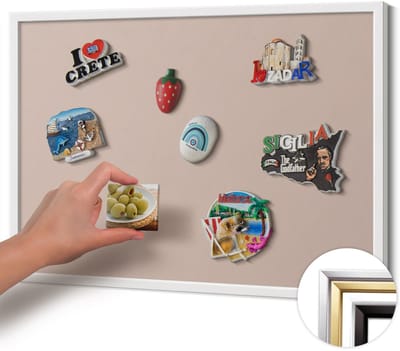 Wallfluent - Roze Magneetbord in Stijlvolle Kleuren - 60 cm x 40 cm - Magneetbord met Witte Frame - Kleur poederroze beige - Magneetbord voor Herinneringen - Magneetbord voor Foto's en Notities - Magnetisch Bord voor Magneten