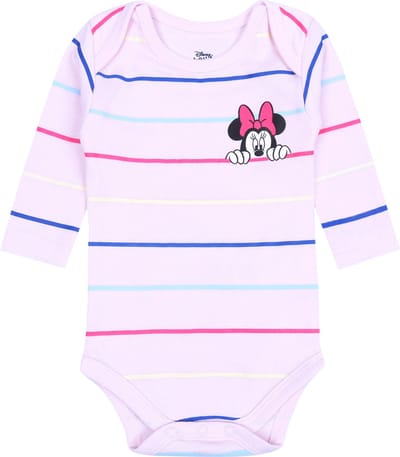 Roze gestreept babyrompertje met kleurrijke strepen Minnie Mouse DISNEY