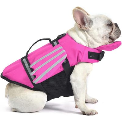 Gilet de sauvetage pour chien Gilet de sauvetage pour animal de compagnie Idéal pour chiot petit grand chien Tenues de natation Maillot de bain pour Husky Bouledogue français Accessoires de natation Haute Qualité XS rose