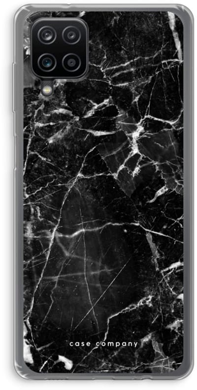 Case Company® - Hoesje geschikt voor Samsung Galaxy A12 hoesje - Zwart Marmer - Soft Cover Telefoonhoesje - Bescherming aan alle Kanten en Schermrand