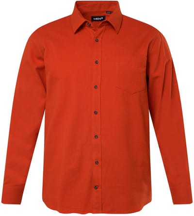 Men Plus - Heren - Flanellen overhemd lange mouwen kentkraag - Terracotta - Maat 3XL