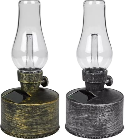 Benson Solar LED olielamp - flame effect - zilver - 21 cm - IP44