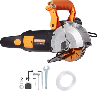 VEVOR Elektrische Muurfrees 4800W Elektrische Sleuffrees 0-5000 Omw/min Wandfrees met Ergonomische Handgrepen, Verstelbare Breedte en Diepte voor Het Snijden van Betonnen Muren Marmer Graniet en Staal