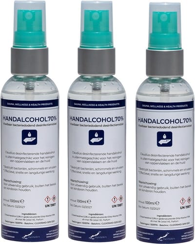 Handalcoholspray 70% - 100 ml met groene verstuiverdop - set van 3 Stuks
