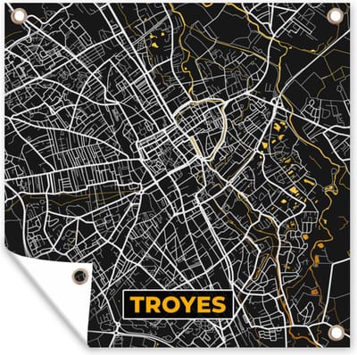 Tuin poster Frankrijk - Plattegrond - Troyes - Stadskaart - Kaart - 200x200 cm - Tuindoek