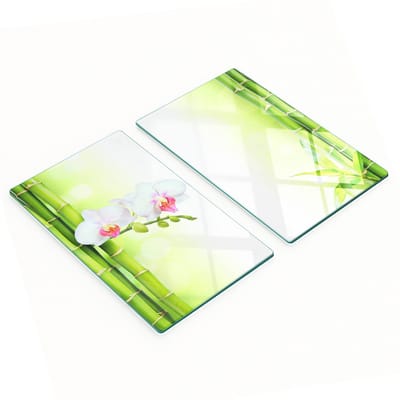 Keukenplanken van gehard glas met orchidee- en bamboe-afbeeldingen, 2x30x52 cm