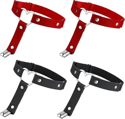 Verstelbare Lederen Been Garter met Antislip Clip - Goth Punk Thigh Ring voor Halloween, Cosplay en Feestjes in Zwart en Roze
