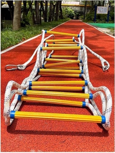Touwladder Noodladder - Vluchtladder Haken - Veilige Ontsnapping - Sterke Nylon Constructie - 10 Meter Lengte - Geel