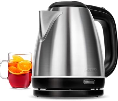 Elektrische Waterkoker 1 Liter RVS BPA-Vrij met Automatische Uitschakeling en Draadloze Voet