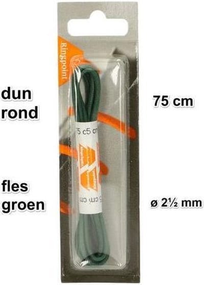 NIEUW - Schoenveter 2 mm x 75 cm Donkergroen - 1 paar ronde dunne wax veters