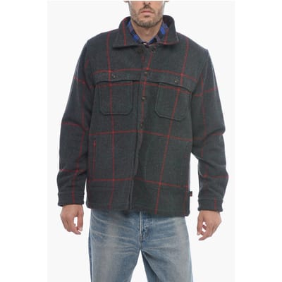 Geruit MALONE Overshirt van wolmix in grijs