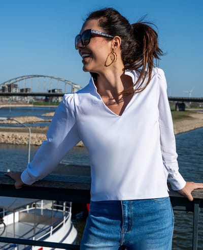 Je m'appelle Travelstof Top - Dames - Wit - Maat M