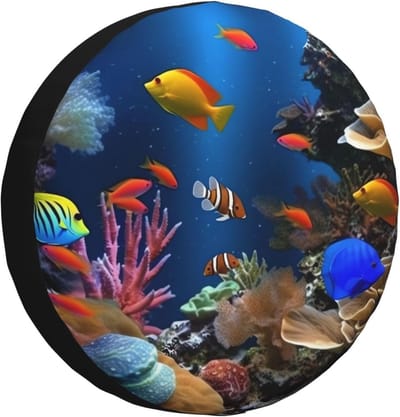 Reservewielhoes - Bandenhoes - Bescherming - Marine Life Print - 16 Inch - Zwart