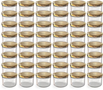 Oputec 48x 230ml inmaakpotten / voorraadpotten TO Ø 82 mm– glazen jampotten – metalen schroefdeksel goud – conservenpotten