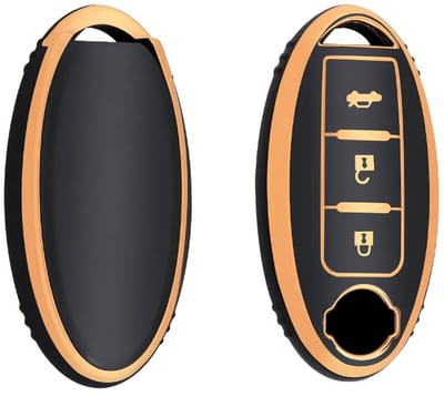 Autosleutel Hoesje geschikt voor Nissan - Sleutelcover - TPU Cover Sleutelhoes - Accessoires - goud