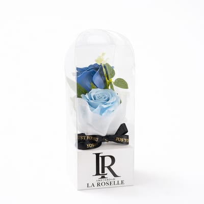 Cadeau met Giftbox – 2 kunstbloemen blauwe rozen in cadeauverpakking