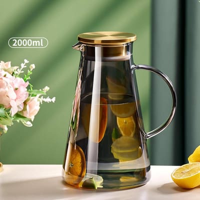 Waterkan Transparant Hittebestendig Glas Koudwaterketel en Bekers Waterkan met Handvat Grote Capaciteit Kantoor Huishouden Kan