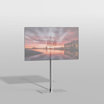 TV vloerstatief SQUARE 120 Design Tv standaard Trendy geborsteld RVS 32-65” - VESA 200x100