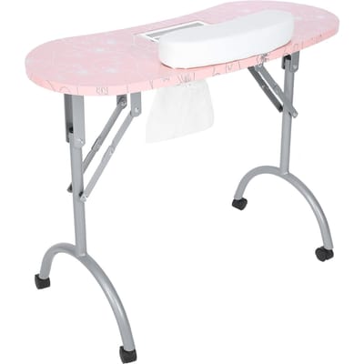 Roze Opvouwbare Manicuretafel Station Salon Handkussen Nail Art Bureau met Stofafzuiging EU Stekker 220V EU Plug