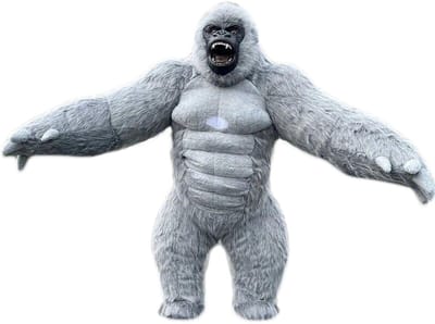 KIMU® Mega Opblaasbare Mascotte Gorilla Grijs - 2 Meter King Kong Kostuum Opblaasbaar Pak - Groot Apenpak Opblaaspak - Opblaas Grijze Aap Festival