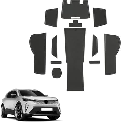 Compatibele Non-Slip Rubber Matten voor Renault Scenic E-Tech Electric 2024/2025 - Console, Cup Holder en Opbergbox Accessoires (Zwart)