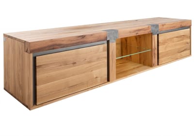 MASSIVMOEBEL24.DE wilde eik / moseik TV-meubel blank Massief hout 220x48x50 cm (BxTxH) geolied gemonteerd NEW AMSTERDAM volledig massief #03