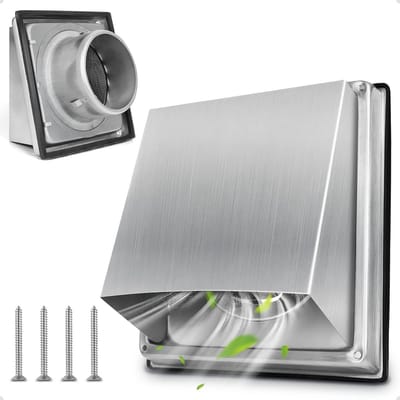 Ventilatierooster RVS - Afvoerkap Buiten - Ventilatie Binnen - Insectenwering Weerbestendig - Ø 150 mm - Zilverkleurig