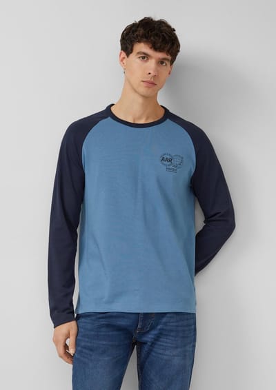 s.Oliver - male - Gestructureerd raglan shirt met lange mouwen van zware jersey