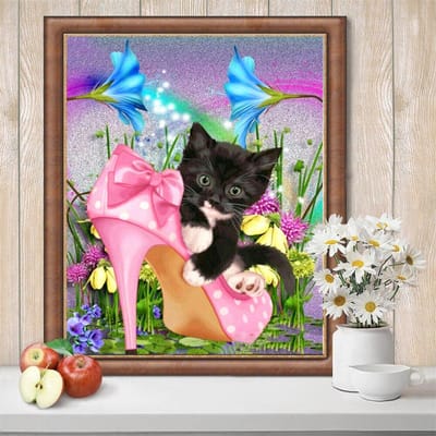 5D DIY dier diamant schilderij kat diamant kunst borduurwerk mozaïek handgemaakte huisdecoratie 20X30CM black