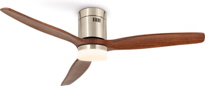 CREATE - Plafondventilator 40W silent Ø132 cm - Met Verlichting drie temperaturen - Met Wifi - Met Afstandsbediening - 6 Snelheden - Timer - Zomer/Winter functie - Níkkel - WIND CALM