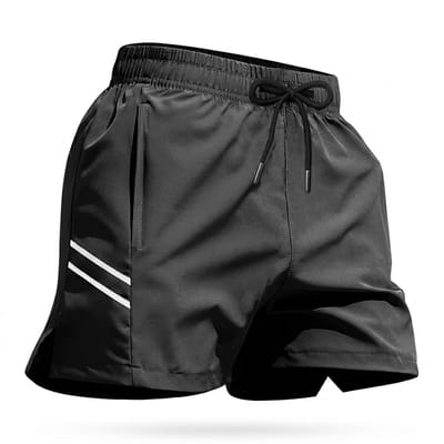 Zwart sport shorts heren sneldrogende korte broek ademend hardloop shorts reflecterende details fitness gym casual zomer broek maat S