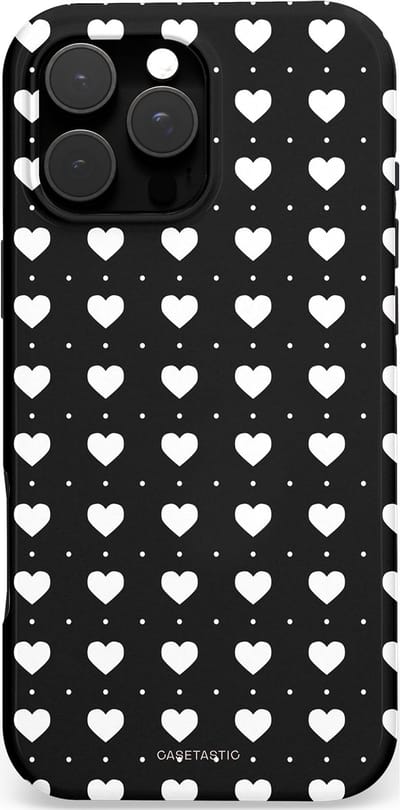Casetastic Hoesje Geschikt voor Apple iPhone 16 Pro Max Magsafe - Stijlvolle Beschermende Duo-layer Case - Stipjes en Hartjes