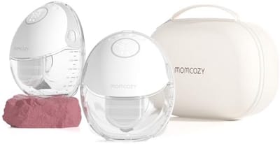 Momcozy Breast Pump Handsfree Mobile | M6, Portable Breast Pump Ideal Rhythm for More Milk, DoubleFit Flange More Fit & Discreet with 3 Modes & 9 Levels, 24mm - 2-Pack Quill Grey
