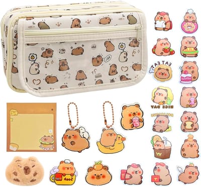 Grote Capaciteit Etui met Meerdere Lagen, 9 Compartimenten voor School- en Kantoorbenodigdheden, Kawaii Design voor Jongens en Meisjes