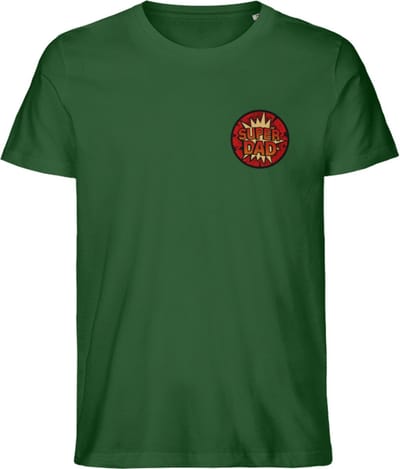 Heren T Shirt - Super Vader Pappa - Korte Mouw - Groen - XS