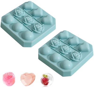 Dailygoods - YXHZVON Siliconen ijsblokjesbak, BPA-vrije ijsblokjesvormen 9 holtes, gemakkelijk los te maken ijsvorm met deksel, voor ijs, whisky, cocktail, sap, chocolade, gelei, kaars (blauw)