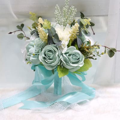 Bruidsboeket Kunstbloemen - Bruiloft Decoratie - Bruiloft Ceremonie - Handgemaakt Zijden Boeket - 26cm Diameter - Meerdere Kleuren