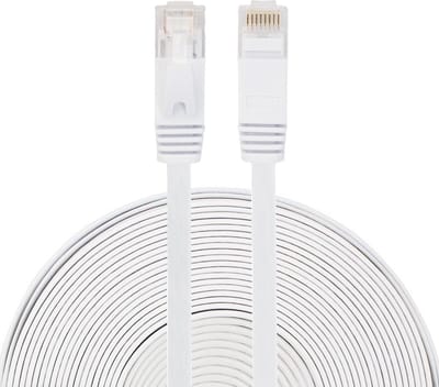 By Qubix internetkabel - 15 meter - cat 6 - Ultra dunne Flat Ethernet kabel - Netwerkkabel (1000Mbps) - Wit - UTP kabel - RJ45 - UTP kabel