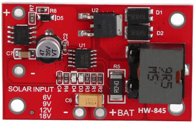 Allecto - 12V Zonnepaneel Controller - Oplaadbeheer - Rood - Hoge Stroom Efficiëntie - Perfect voor Zonne-energie - Ideaal voor Generator Acce...