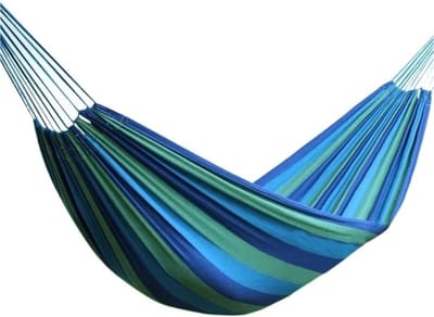 Hangmat Recreatie - Dubbele Opvouwbare - Buiten Ontspannen - Lichtgewicht Met Rugzak - 190x150cm - Blauw