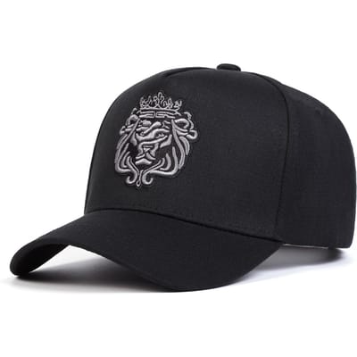 Unisex Kroon Leeuw Borduurwerk Baseballpetten Lente en Herfst Buiten Verstelbaar Casual Petten Zonbescherming Pet zwart